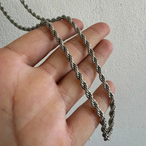Solid Rope 4.5mm Necklace 24 Inch Stainless Steel - Picture 5 of 9